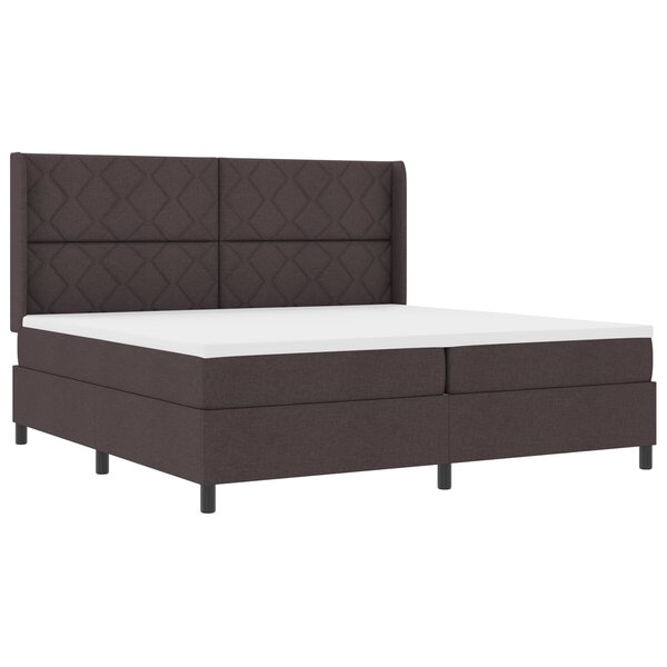 vidaXL Lit à ressorts avec matelas marron foncé 200 x 200 cm en tissu.