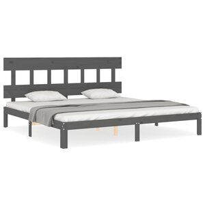 vidaXL Cadre de lit sans matelas gris 200x200 cm bois massif de pin