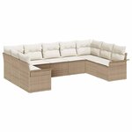 vidaXL Ensemble de canapé de jardin avec coussin Beige polyrotin