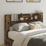 vidaXL Armoire tête de lit avec LED chêne fumé 160x16 5x103 5 cm