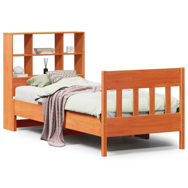 vidaXL Cadre de lit sans matelas cire marron 75x190 cm bois pin massif