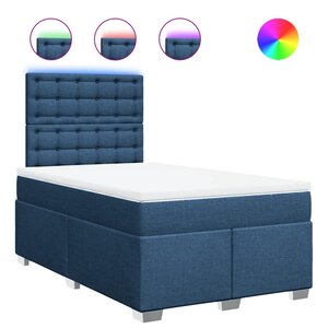 vidaXL Sommier à lattes de lit avec matelas Bleu 120x200 cm Tissu