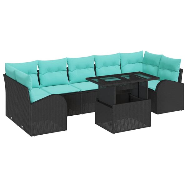 vidaXL Ensemble de canapé de jardin 8 Pièces Noir Poly Rattan