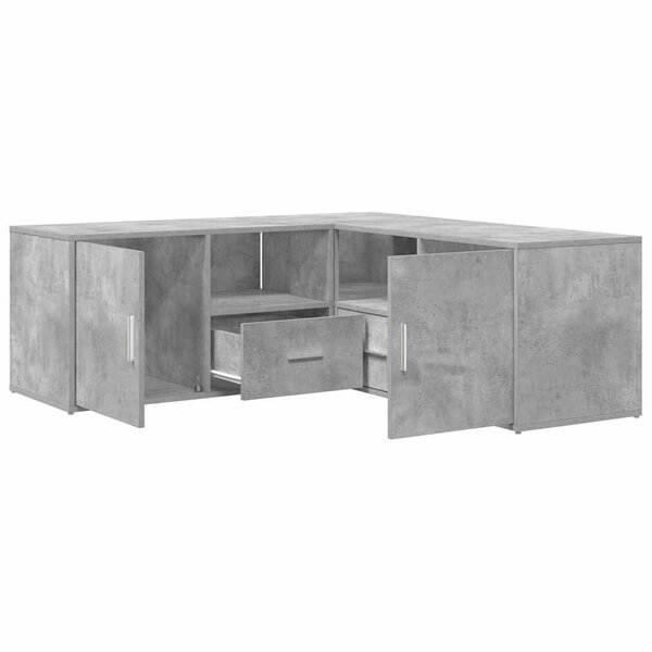 vidaXL Armoire d'angle gris béton 200x40x45 cm bois d’ingénierie