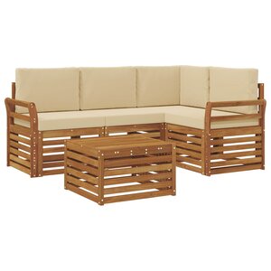 vidaXL Ensemble de canapés d'extérieur 5 pc Naturel et Beige Polyester