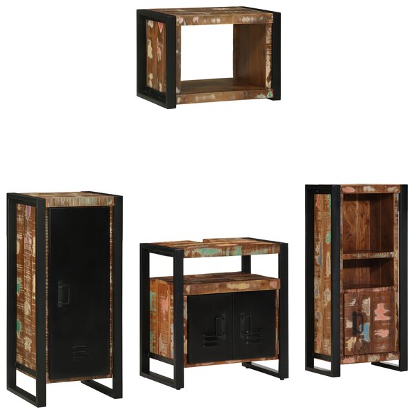 vidaXL Ensemble de mobilier de salle de bain avec étagère avec stockage avec porte 4 Pièces