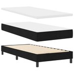 vidaXL Lit à ressorts avec tête de lit Noir 200 x 90 cm tissu