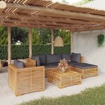 vidaXL Salon de jardin 6 Pièces avec coussins Bois de teck solide
