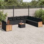 vidaXL Salon de jardin 12 Pièces avec coussins noir résine tressée