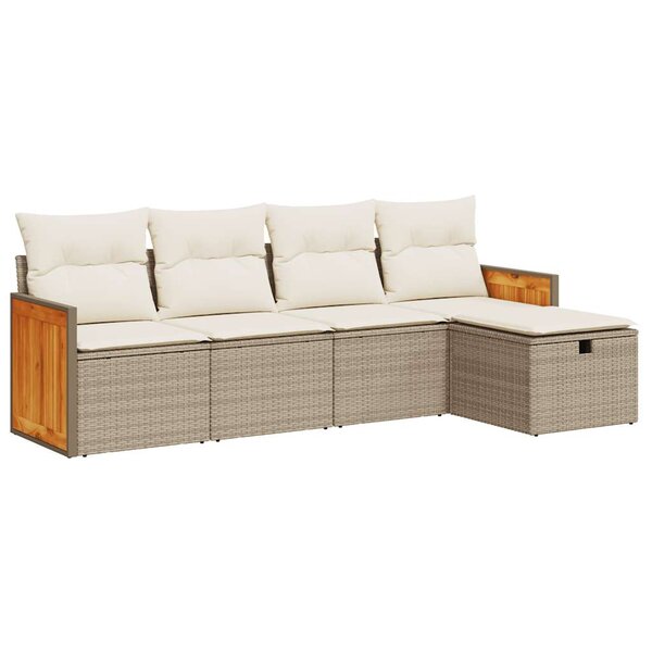 vidaXL Salon de jardin avec coussins 5 Pièces beige résine tressée