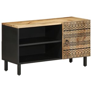 vidaXL Meuble TV noir 80x33 5x46 cm bois massif manguier brut