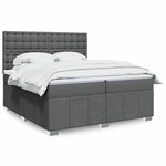 vidaXL Sommier à lattes de lit avec matelas Gris foncé 200x200cm Tissu