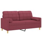 vidaXL Canapé 2 places avec oreillers bordeaux 140 cm tissu
