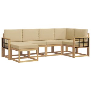 vidaXL Ensemble de canapés d'extérieur 6 Pièces Blanc et Beige Polyester