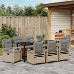 vidaXL Ensemble de salle à manger de jardin 9 pièces Rattan poly beige