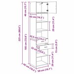 vidaXL Haut Armoire Chêne noir 50 x 42 5 x 225 cm Bois d'ingénierie