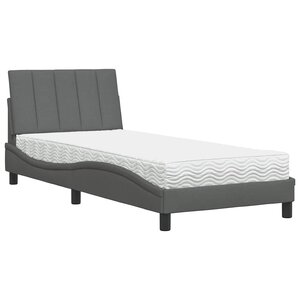 vidaXL Lit avec matelas Hanko gris foncé 90x190 cm tissu