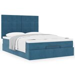 vidaXL Cadre de lit ottoman avec matelas bleu foncé 140x190 cm velours
