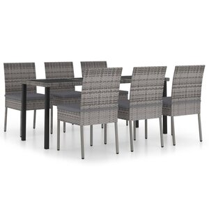 vidaXL Ensemble à manger de jardin 7 Pièces Résine tressée Gris