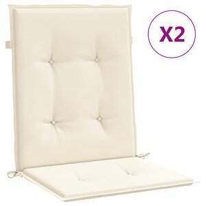 vidaXL Coussins de chaise de jardin à dossier bas lot de 2 crème