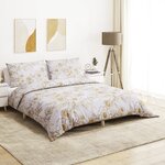 vidaXL Ensemble de housse de couette blanc et marron 260x220 cm Coton