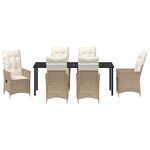 vidaXL Ensemble de jardin 7 pièces avec coussins Beige Poly Rattan