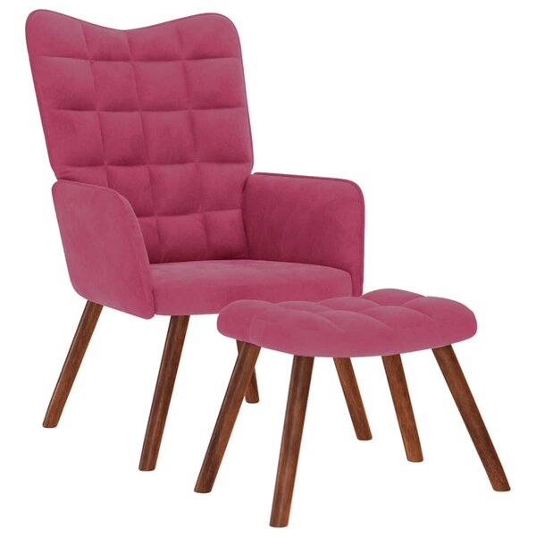 vidaXL Chaise de relaxation avec tabouret Bordeaux Velours