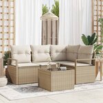 vidaXL Ensemble de canapé de jardin 5 pièces avec coussins marron en poly rattan