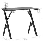 Bureau table poste de travail meuble d'ordinateur informatique étude de jeu avec pieds en forme de Y 90 x 60 x 75 cm noir 02_0023772
