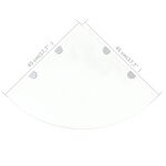 vidaXL Étagère de coin et supports chromés Verre transparent 45x45 cm