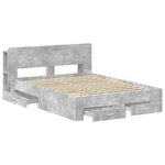 vidaXL Cadre de lit avec rangement Gris béton 160 x 200 cm