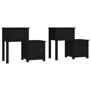 vidaXL Tables de chevet 2 Pièces Noir 79 5x38x65 5 cm Bois de pin massif
