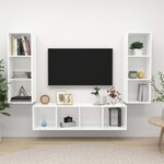 vidaXL Ensemble de meuble TV 3 Pièces Blanc Bois d'ingénierie