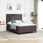 vidaXL Lit à ressorts avec matelas Marron foncé 160 x 200 cm tissu