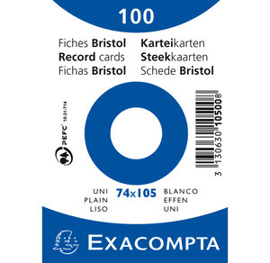 Paquet 100 fiches A7 S/Film Blanc uni EXACOMPTA