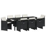 vidaXL Ensemble salle à manger 9 pièces avec coussins en rotin noir