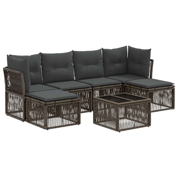 vidaXL Ensemble de canapé de jardin 7 Pièces Gris polyrotin