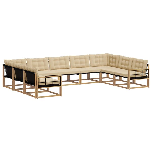 vidaXL Ensemble de canapés d'extérieur 9 pc Blanc et Beige