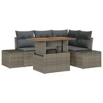 vidaXL Ensemble de canapé de jardin avec coussin 5 Pièces Gris  Marron