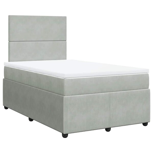 vidaXL Sommier à lattes de lit et matelas gris clair 120x190cm velours
