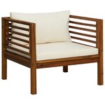 vidaXL Ensemble de canapés 2 Pièces et coussins blanc crème Acacia solide
