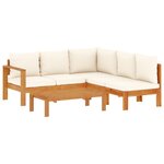 vidaXL Salon de jardin avec coussins 4 Pièces bois d'acacia massif