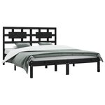 vidaXL Cadre de lit sans matelas noir 200x200 cm bois massif de pin