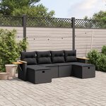 vidaXL Salon de jardin 6 Pièces avec coussins noir résine tressée