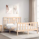 vidaXL Cadre de lit avec tête de lit 140x190 cm bois massif