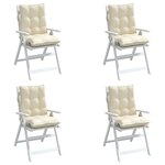 vidaXL Coussins de chaise à dossier bas lot de 4 crème tissu oxford