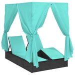vidaXL Transat double Réglable Turquoise 205 x 129 x 200 cm polyrotin