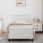 vidaXL Lit à ressort avec matelas - blanc 100 x 200 cm en simili cuir.