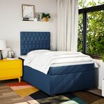 vidaXL Sommier à lattes de lit avec matelas bleu 120x190 cm tissu