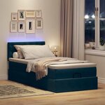 vidaXL Lit ottoman avec matelas et LED bleu foncé 80x200cm velours